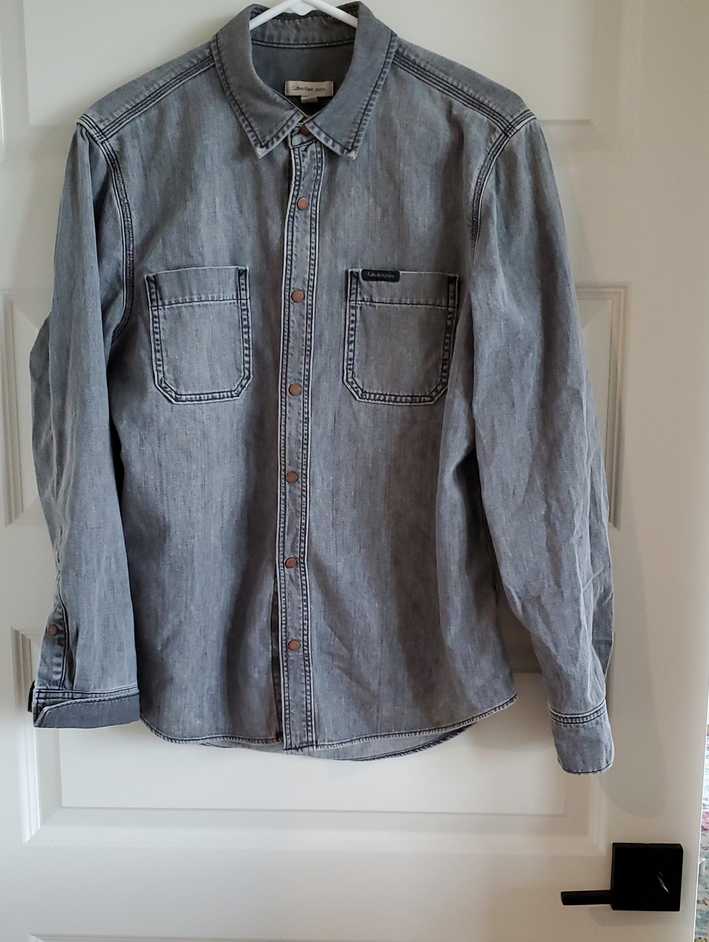 Calvin Klein Jeans Grey Denim Button-Down Shirt